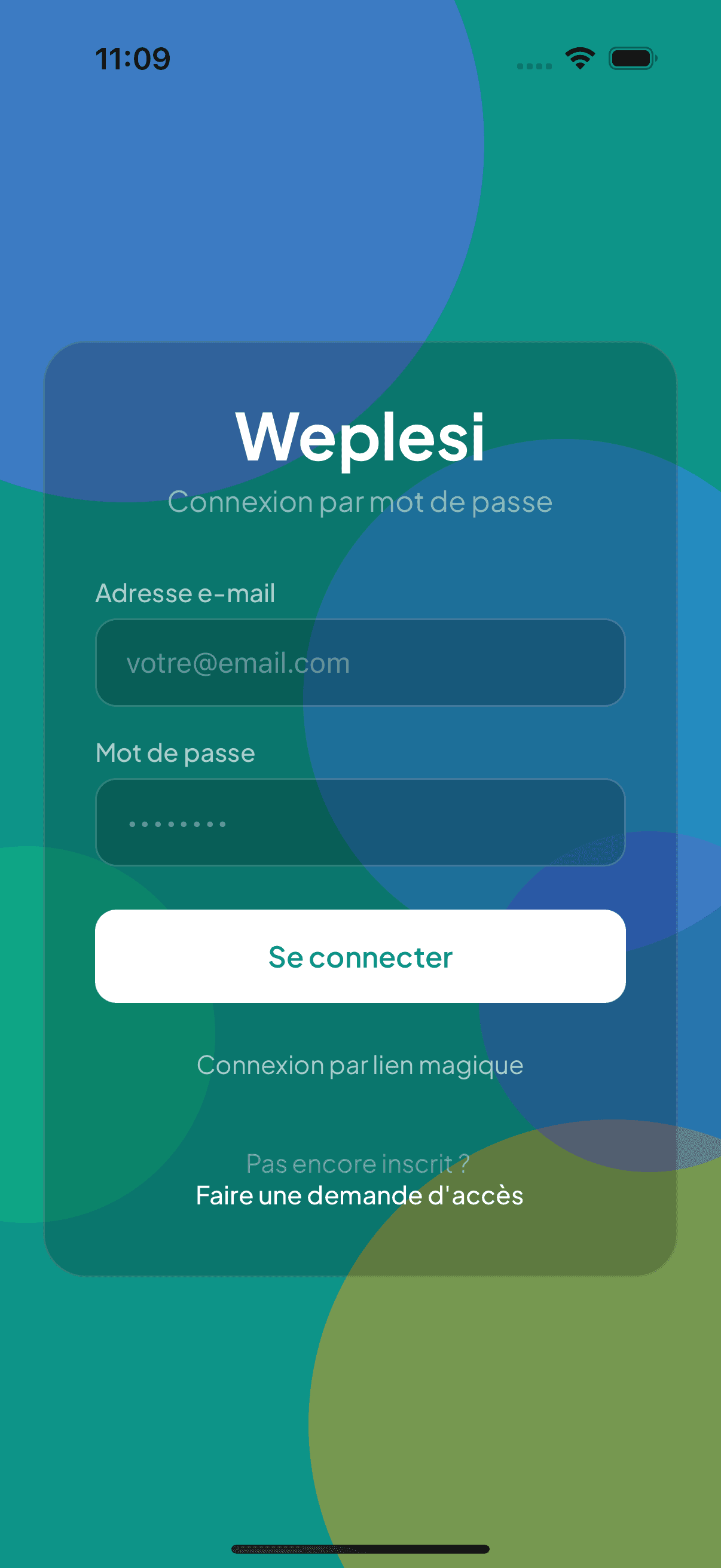 Écran de connexion Weplesi
